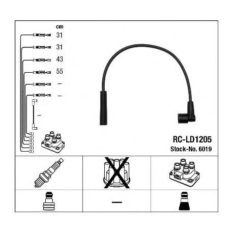 Μπουζοκαλώδια & εξαρτήματα σύνδεσης NGK 6019
