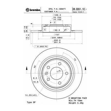 Σετ Δισκόπλακες BREMBO 08B35111