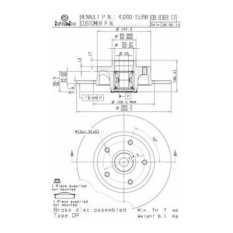 Σετ Δισκόπλακες BREMBO 08B36917