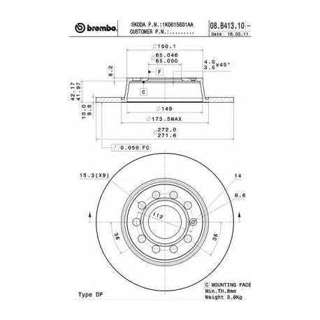 Σετ Δισκόπλακες BREMBO 08B41310