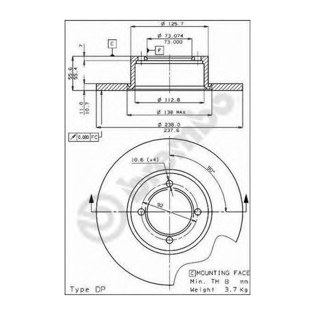 Σετ Δισκόπλακες BREMBO 08130910