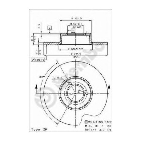 Σετ Δισκόπλακες BREMBO 08396910