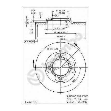 Σετ Δισκόπλακες BREMBO 08443610
