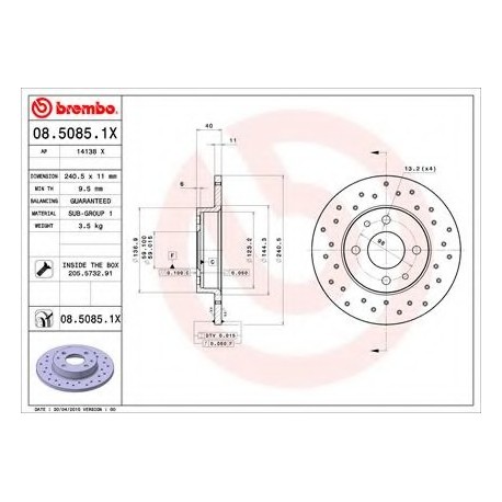 Σετ Δισκόπλακες BREMBO 0850851X