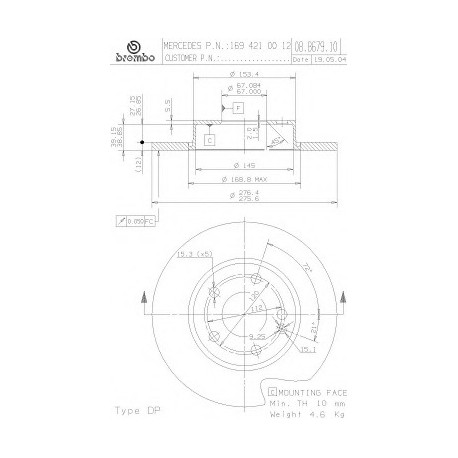 Σετ Δισκόπλακες BREMBO 08867914