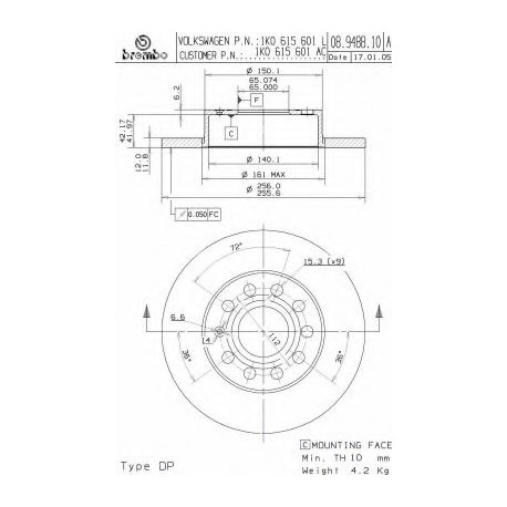 Σετ Δισκόπλακες BREMBO 08948810