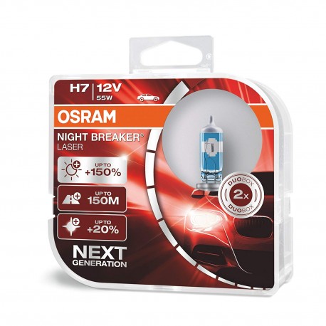 ΛΑΜΠEΣ OSRAM H7 12V 55W NIGHT BREAKER LASER +150% ΠΕΡΙΣΣΟΤΕΡΟ ΦΩΣ