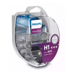 Λάμπες Philips H1 Vision Plus 12V 55W Έως 60% Περισσότερο Φως 3250K 12258VPS2