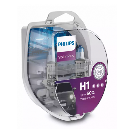 Λάμπες Philips H1 Vision Plus 12V 55W Έως 60% Περισσότερο Φως 3250K 12258VPS2