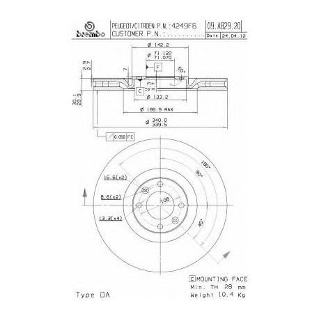 Σετ Δισκόπλακες BREMBO 09A82920