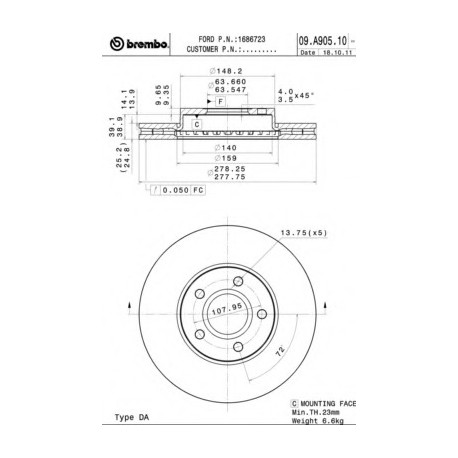 Σετ Δισκόπλακες BREMBO 09A90510