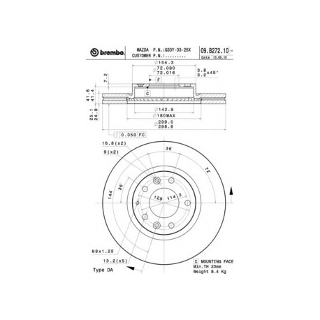 Σετ Δισκόπλακες BREMBO 09B27210