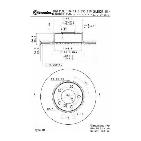 Σετ Δισκόπλακες BREMBO 09B33721