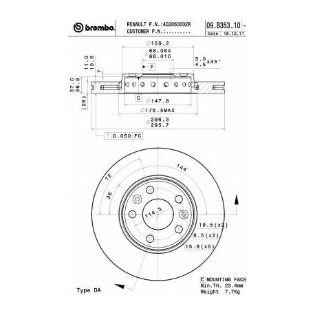 Σετ Δισκόπλακες BREMBO 09B35310