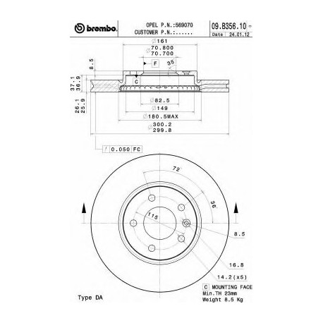 Σετ Δισκόπλακες BREMBO 09B35611