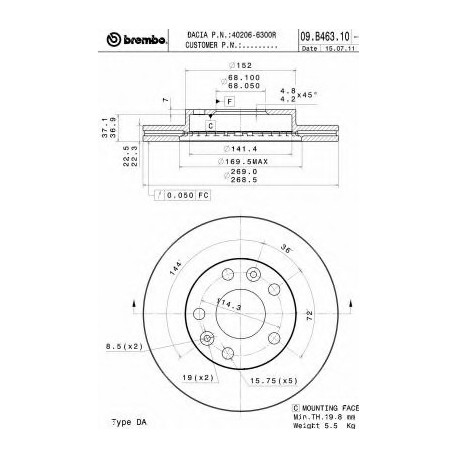 Σετ Δισκόπλακες BREMBO 09B46310