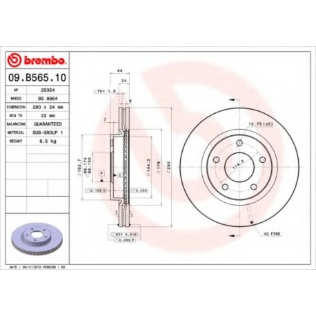 Σετ Δισκόπλακες BREMBO 09B56510