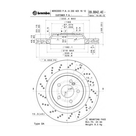 Σετ Δισκόπλακες BREMBO 09B84241