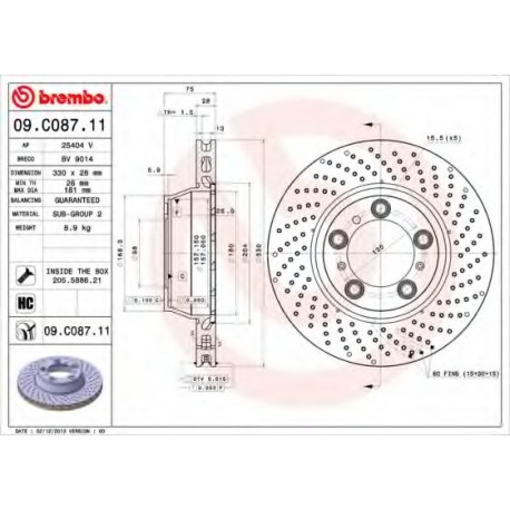 Σετ Δισκόπλακες BREMBO 09C08711