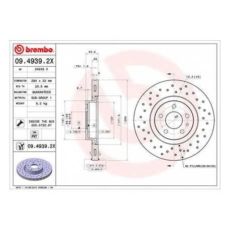 Σετ Δισκόπλακες BREMBO 0949392X
