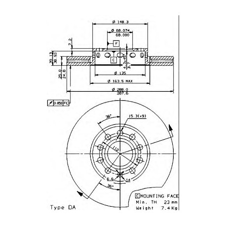 Σετ Δισκόπλακες BREMBO 09574524