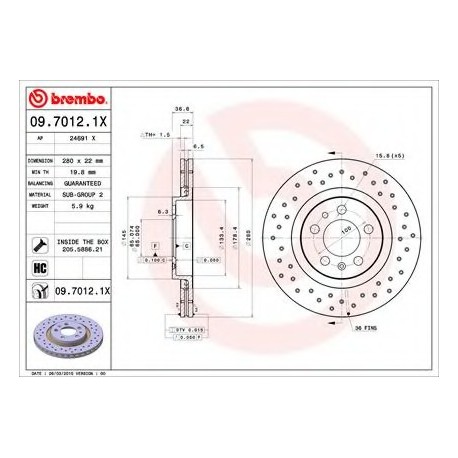 Σετ Δισκόπλακες BREMBO 0970121X