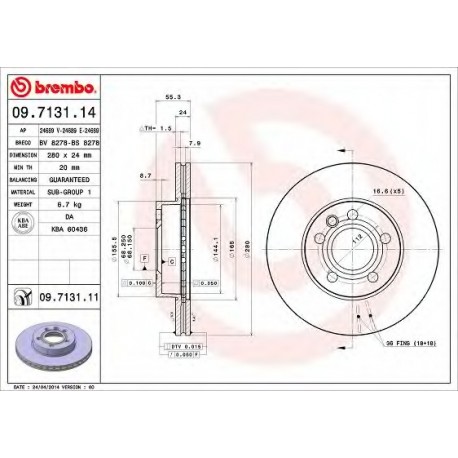 Σετ Δισκόπλακες BREMBO 09713114