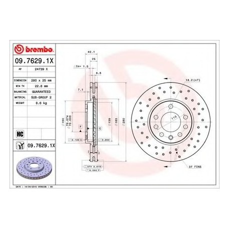 Σετ Δισκόπλακες BREMBO 0976291X