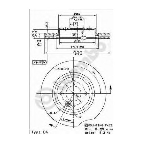 Σετ Δισκόπλακες BREMBO 09865510