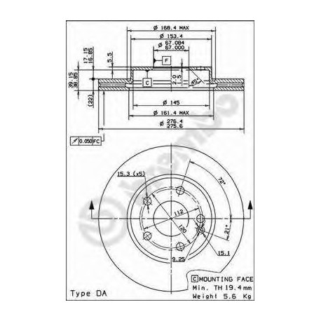 Σετ Δισκόπλακες BREMBO 09868014