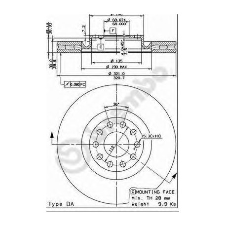 Σετ Δισκόπλακες BREMBO 09868911