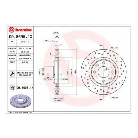 Σετ Δισκόπλακες BREMBO 0986951X