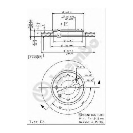 Σετ Δισκόπλακες BREMBO 09961014